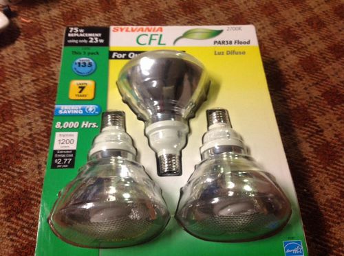 SYLVANIA PAR38 CFL 23w Flood Light Bulb, 1200 Lumens, Pack of 3 Bulbs