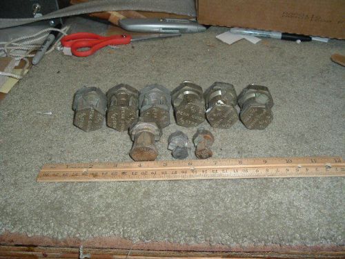 9 used  brass split wire grounding clamps 4/0 3/0 14-2 #4 for sale
