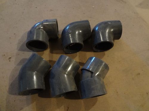 Lot of (6) 2&#034; sch 80 pvc 90 degree &amp; 45 degree elbows for sale