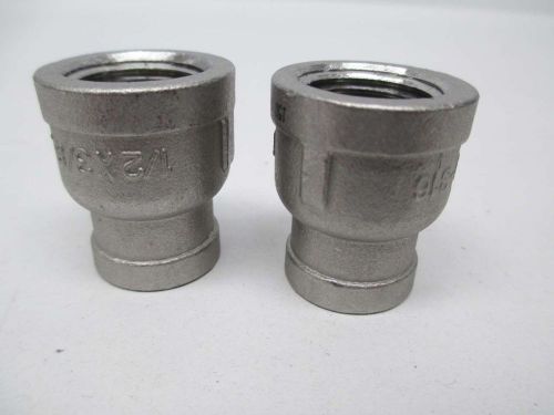 LOT 2 NEW STAINLESS 1/2X3/8IN PIPE REDUCER THREADED FITTING D361944