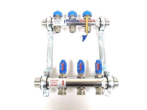Watts Radiant 1&#034; Flowmeter Manifold, Stainless Steel, M-3 - 3 Circuit
