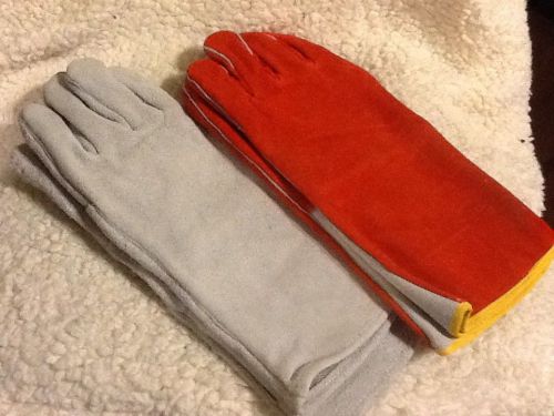 2  NEW PAIR MENS SIZE LARGE / XLARGE LEATHER WELDING MITS / GLOVES
