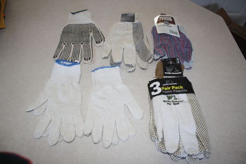 lot of  8 pair assorted mens lightweight  work gloves one size fits most
