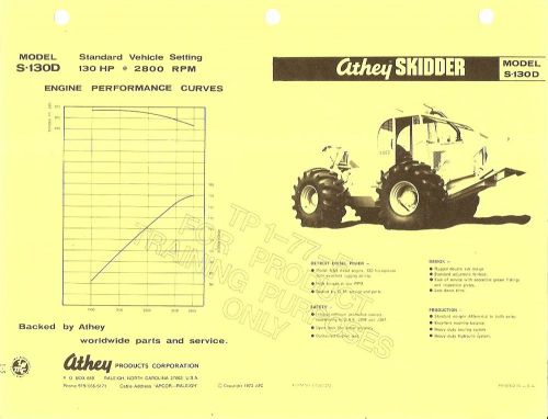 Equipment Brochure - Athey - S-130D - Skidder - Logging Forestry c1970s (E1413)