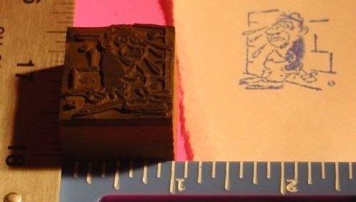 Vintage letterpress printers block man crying on wall for sale