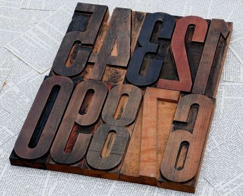 GIANT NUMBERS 0-9 RARE 7.09&#034; - 180mm Letterpress wooden type woodtype number ABC