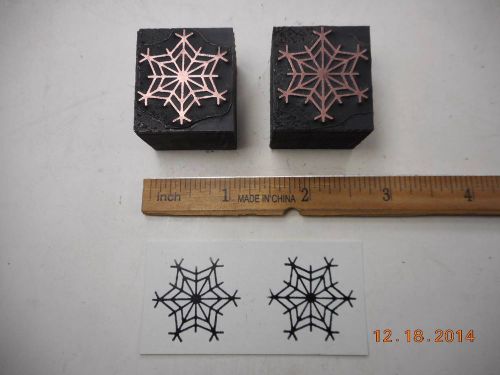 Letterpress Printing Printers 2 Blocks, Stylized Snowflakes