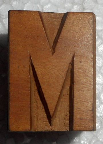 Vintage Letterpres&#034;M&#034; Letter Wood Type Printers Block typography Collection B602