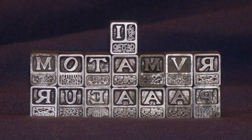 Vintage Letterpress Printing Blocks- 15 Various Capital Letters, Ornate Accents