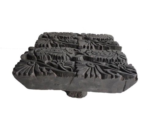 INDIAN HAND CARVED OLDWOODEN TEXTILE STAMP PRINT BLOCK USED FOR PRINTING