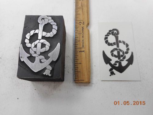 Letterpress Printing Printers Block, Nautical Anchor &amp; Rope