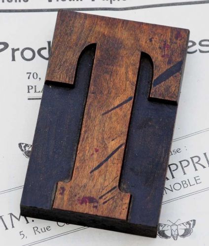 Vintage letter: &#034;T&#034; wooden letterpress printing block wood type character old