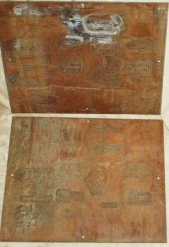 *Heavy Copper Printing Plate*Uncut For Block*2 Sheets*TOTE TOWEL*Advertising*NR*