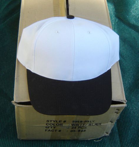 Dye Sublimation Blanks: 22 Baseball Caps - White with Black bill &amp; button