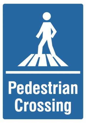 Pedestrian Crossing Cross Walk Safety Sign Single Signs Road Safe Blue Plastic