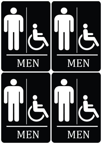 Black white sign set of 4 wheelchair accessible bathroom restroom signs usa s99 for sale