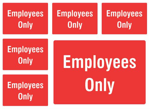 Employees Only Red Sign Value 6 Pack Kitchen Closet Room Office Work Place s146