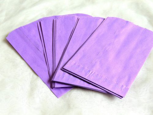 100 -5x7 PURPLE Paper Party Bags, Paper Merchandise Serrated Edged Bags