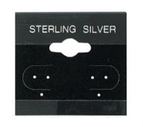 100 Black Sterling Silver Earring Hang Cards 1.5 x 1.5