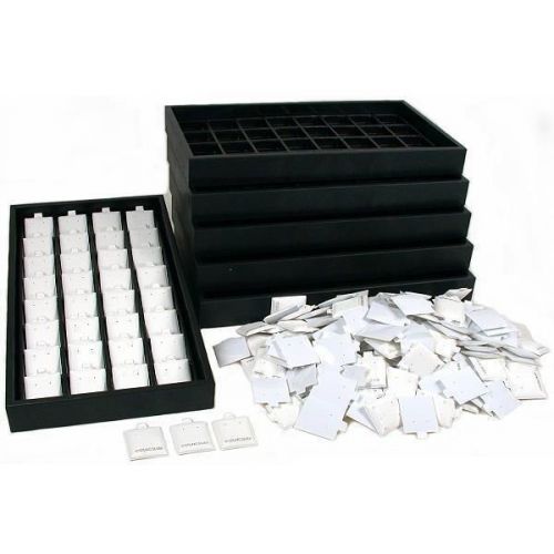 100 White Sterling Silver Earring Cards Display Tray