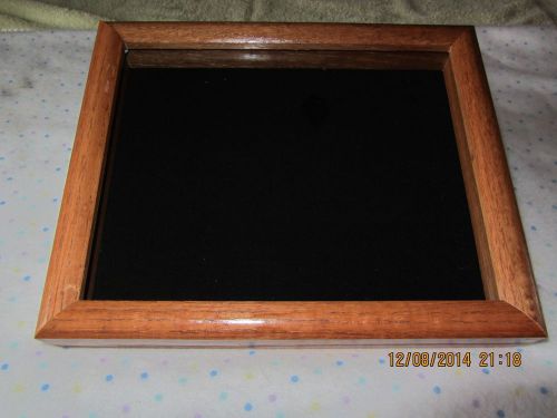 Oak stain Wood Glass Display Case With Glass Lid ~ 11 &#034; x 9&#034;  x 1.5 &#034; felt lined