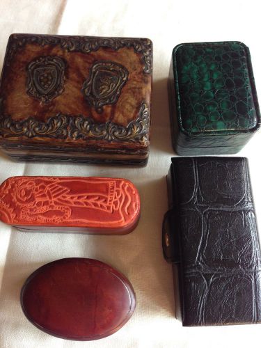 5 LEATHER JEWELRY/TRINKET BOXES