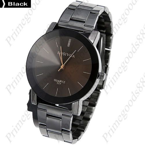 Stainless steel analog round case wrist quartz wristwatch in black for sale