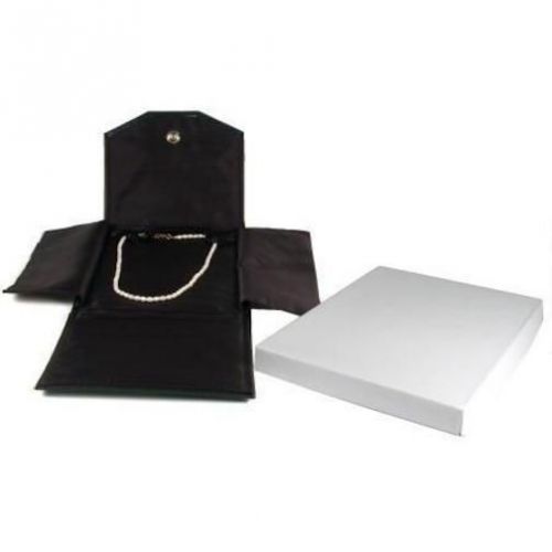 Jewelry Travel Folder Display Black Faux Leather Box