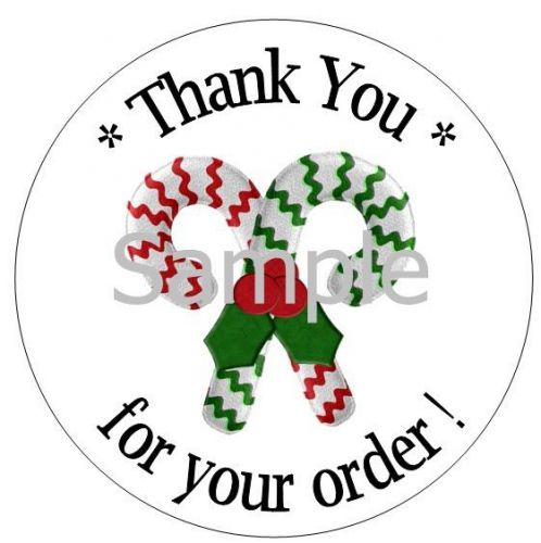 CHRISTMAS CANDY CANE  #11 THANK YOU  - 1&#034; STICKER / SEAL LABELS