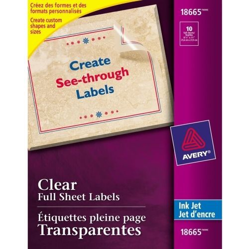 Avery Easy Peel Mailing Label - 8.5&#034; Width x 11&#034; Length - 10 / Pack - Clear