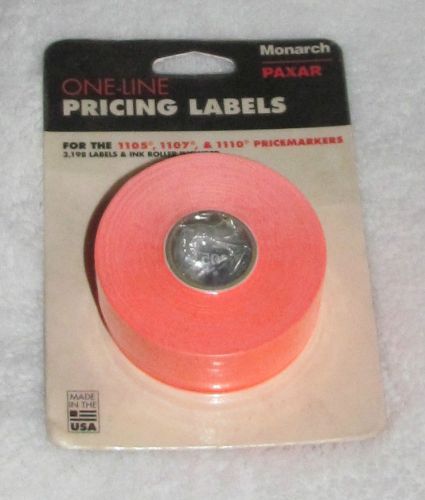 NEW! 1995 MONARCH PAXAR ONE-LINE PRICING LABELS #925037 FLUORESCENT RED/PLAIN