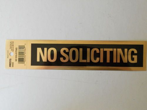 No Soliciting Decal  2&#034; x 8&#034; Black/Gold by Presto