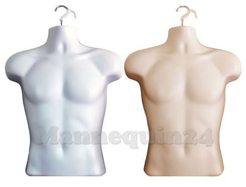 2 pcs of male torso mannequin forms ( white &amp; flesh hard plastic ) for hanging for sale