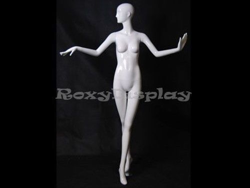 Female Fiberglass Glossy White Mannequin Eye Catching Abstract Style #MD-XD18W