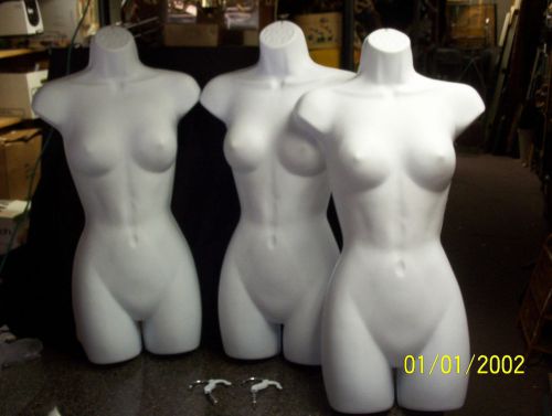 SOLID WHITE PLASTIC NUDE FEMALE FORMS 2 WITH HANGERS 0051010