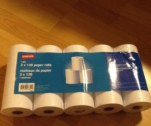 Staples 1-ply 3 x 128 paper rolls for cash registers and POS printers 10 Rolls