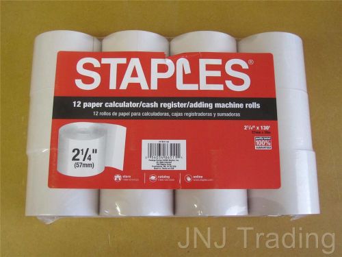 NEW Staples Calculator Cash Register Adding Machine Rolls 12ct 2 1/4&#034; x 130&#039;