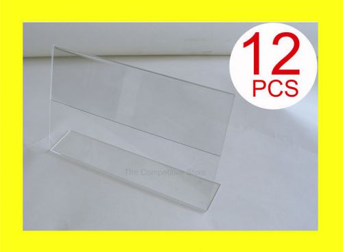 12 Acrylic Sign Holder Counter Display Holders 7&#034; X 11&#034; - Slantback Signholders