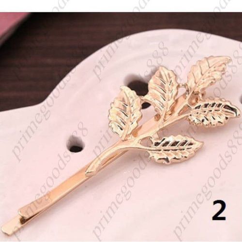 Gold Casual Three dimensional leaves Alloy Hairpin Hair Golden Free Shipping 2