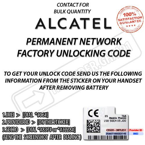 Unlock Code Alcatel OT-103 OT-303 OT-304 OT-305 OT-306 OT-311 OT-803 OT-806 fact