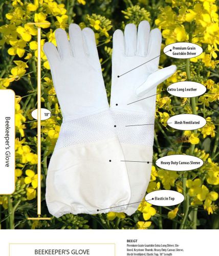 Premium Ventilated Goatskin Beekeeping Gloves,size XL