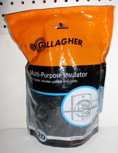 GALLAGHER MULTI-PURPOSE INSULATOR Black Fits Wooden Vinyl &amp; T Posts 20 pack