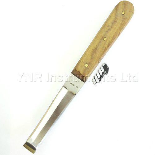 HOOF KNIFE WOODEN HANDLE STAINLESS STEEL STRAIGHT DOUBLE EDGE BLADE - YNR