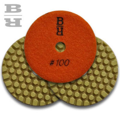 3 PK Buddy Rhodes 4&#034; 100 Grit Dry Concrete Countertop Wet Dry Polishing Pad 6mm