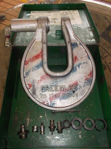 Greenlee no 1731 one shot hydraulic knockout driver punch w/ case and bits. for sale