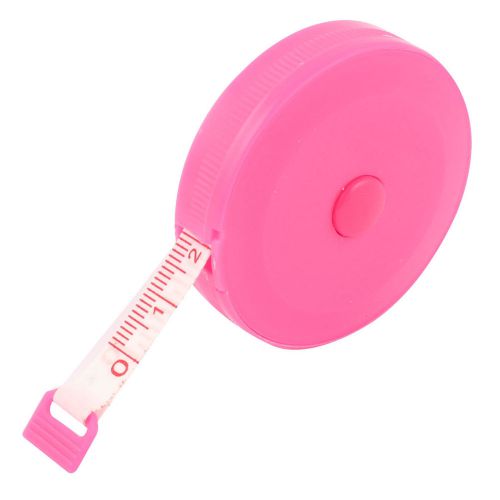 Fuchsia Round Case Retractable Sewing Tape Measure 150cm 60 Inch