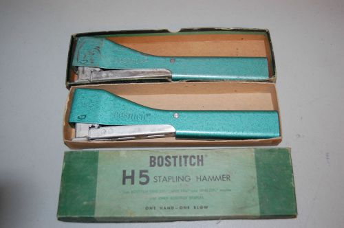 Vintage Bostitch H5 Stapler Stapling Hammer Hammers with boxes LOT of 2