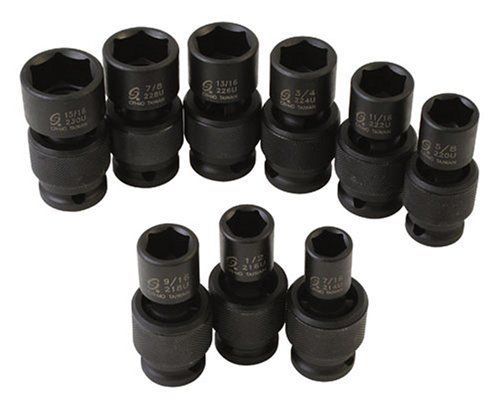 Sunex 2657 9 piece 1/2&#034; drive universal standard sae impact socket set for sale