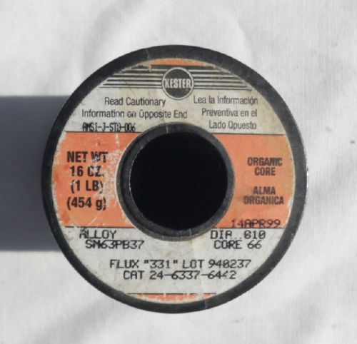 12.2OZ Kester Solder .010 Diameter Alloy SN63PB37 Alloy Made in USA
