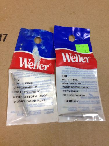 2 new weller eto 1/32&#034; 0.8mm tip and weller st2 0.09&#034; x 2/38mm screwdriver tip for sale